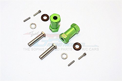 Axial RR10 Bomber Upgrade Parts Aluminum Wheel Hex Adapters 25mm Width (Use For 4mm Thread Wheel Shaft & 5mm Hole Wheel) - 1Pr Set Green