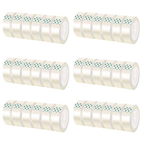 Transparent Adhesive Tape Clear Tape Invisible Packing Tape for Office School and Home, Each Roll 3/4 x 1200 Inches (36)