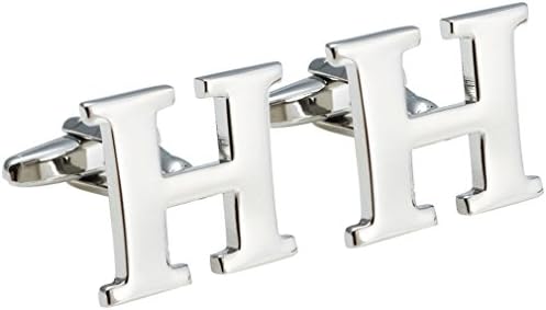 Casoty Jewelry Personalized Initial Alphabet Letter(H) Cufflinks Silver Tone Initial Cufflinks