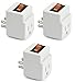New! 3 Prong Grounded Single Port Power Adapter for Outlet with Orange Indicator On/Off Switch to be Energy Saving (3 Pack)