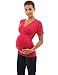 PattyBoutik Mama V Neck Empire Waist Short Sleeve Maternity Top (Rose Pink M)