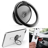 Phone Ring Holder Finger Kickstand - FITFORT 360&deg; Rotation Metal Ring Grip for Magnetic Car Mount Compatible with All Smartphone-Gun Black