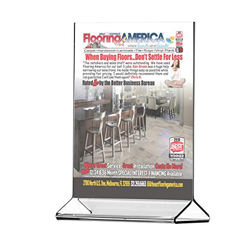 ChefLand Table Card Display/Plastic Upright Menu Ad Frame/Acrylic Sign Holder, 81/2 by 11-Inch, 6-Pack