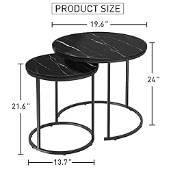 Black Marble Nesting Coffee Table for Small Place