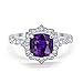Blue Apple Co. Art Deco Ring 10mm Cushion Cut Halo Cubic Zirconia Marquise Style Vintage Statement Wedding Engagement Rings For Women 925 Sterling Silver Gifts For Her