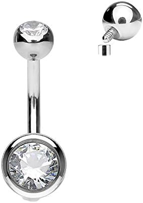 Implant Grade Titanium Internally Threaded Double Jeweled Belly Button Ring