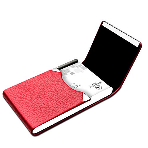 image for Padike Leather Business Card Holder for Women Leather Stainless Steel 