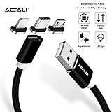 UGI Magnetic Cable 3 Pack 3 in 1 USB C Micro USB 3.3FT Android Magnet Charging Cable Type C Cord Fast Charger for Phone X Xs Max XR 8 7 8 Plus 6 6s Plus Samsung Galaxy S5 S6 S7 S8 S9 Note 8 LG Huawei