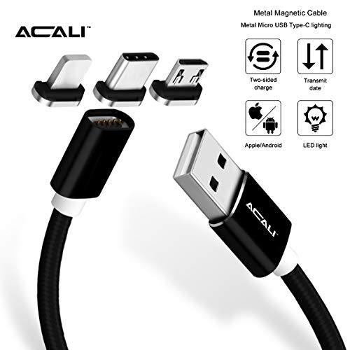 UGI Magnetic Cable 3 Pack 3 in 1 USB C Micro USB 3.3FT Android Magnet Charging Cable Type C Cord Fast Charger for Phone X Xs Max XR 8 7 8 Plus 6 6s Plus Samsung Galaxy S5 S6 S7 S8 S9 Note 8 LG Huawei