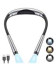 Neck Reading Light, Gritin Rechargeable Book Light for Reading in Bed - Stepless Dimming 3 Color Eye-Protecting Modes, 80+ Hrs Runtime, Neck-Round Ergonomic Design Comfortable & Flexible for Reading