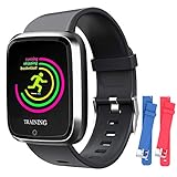 Smart Watch, Smartwatch with SMS/Caller ID, IP67 Waterproof Smart Watch for Men/Women/Kids, Fitness Tracker Step/Calorie Counter, Heart Rate/BP/Blood Oxygen/Sleep Monitor, Compatible with iOS/Android