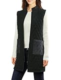 Allegra K Women's Stand Collar Zip Up Corduroy Quilted Tunic Vest