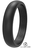 BANDED GLORY Silicone Wedding Ring for Men and Women Rubber Wedding Bands - Skin Safe, Soft - 5.5mm Classic Women's Black 7
