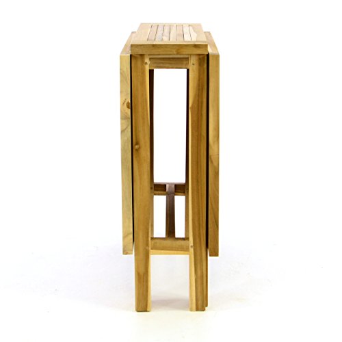 Divero Klapptisch Balkontisch Gartentisch Esstisch Teak Holz Natur unbehandelt Tisch für Terrasse Balkon Wintergarten witterungsbeständig massiv klappbar 130x65 cm – Bild 6