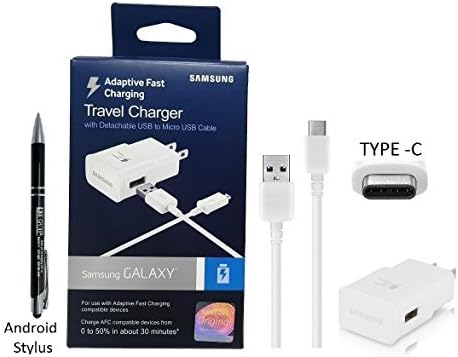 Official Samsung AFC Adaptive Fast Wall/Travel Charger with TYPE C USB &amp; MKK Stylus Pen - for Galaxy S8/S8+ Tab S3 (Made in Vietnam - Retail Packing)