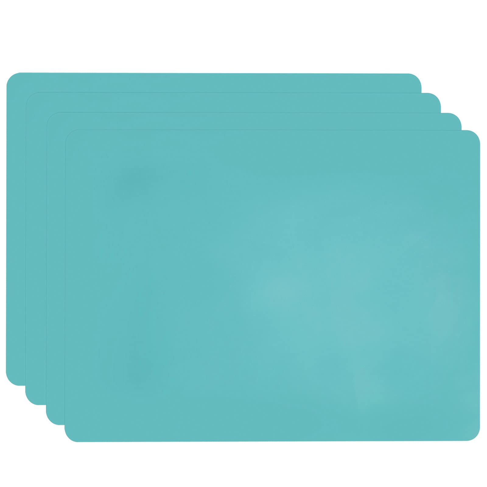 Silicone Placemats for Kids,4pcs Table Mat,Non Slip, Heat Resistant,Dishwasher Safe,40 x 30 cm,Cyan — image 1