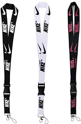 Lanyard 3 Pack, Popular Black White Pink Sport Key Chain Neck Lanyard Badge Holder Cell Phone Lanyard ID Holder for Men Women