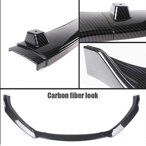 ELATTO Sport Racing Carbon Fiber & Black Front Lower Bumper Skirt Lip Cover Trim Protector for Mazda 3 Axela M3 Sedan 2014-2018