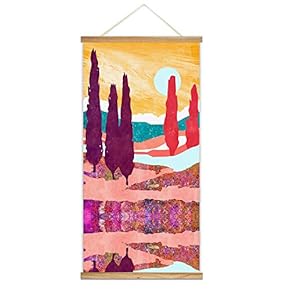 Wooden Framed Hanging Poster Nordic Style Nature Landscape Wall Picture Canvas Artwork for Home Decoration Ready to Hang - 18"x36"