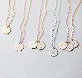 MignonandMignon Rose Gold Initial Necklace Initial Disc Necklace Bridesmaid Jewelry Gift for Her