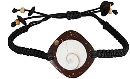 Infinity Shiva Eye Shell Coconut Wood Bracelet woven with wax cord ethnic handmade for Men, Women, Boy, girl