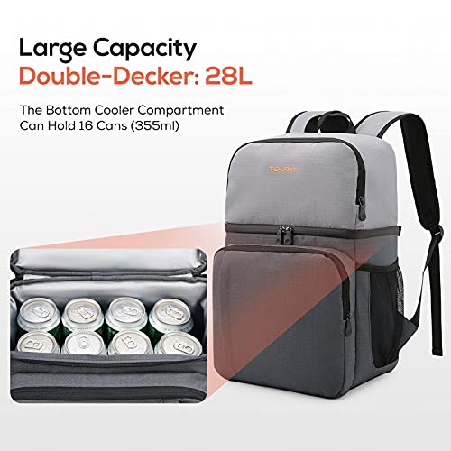 TOURIT Cooler Backpack Double Deck Lunch Backpack with Insulated