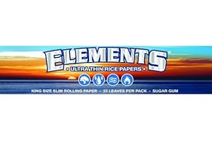 TWO Packs Elements Brand King Size Ultra Thin Sugar Gum Rice Rolling Papers 66 Leaves Total