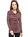 Allegra K Women's Cowl Neck Long Sleeves Buttons Decor Ruched Top Large Red
