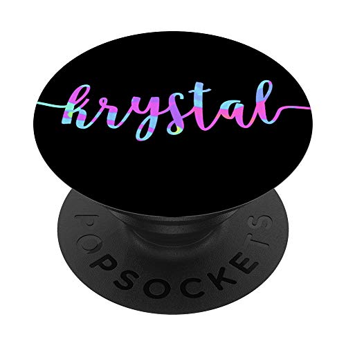 First Name Krystal & Purple Pink Rainbow PACH454 PopSockets PopGrip: Swappable…