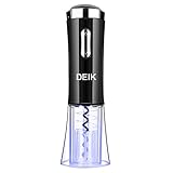 Deik Wine Opener, Electric Wine Opener, Rechargeable & Cordless Electric Corkscrew with Foil Cutter, Electric Wine Bottle Opener, Black