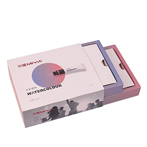 MIYA Watercolor Painting Tube Set 12/18 Colors - Monochromatic Tube Sketch Portable Non Toxic No Added Environmental for Adult/Kids/Beginners, Drawing Kits for Canvas Super Easy to Enjoy (12 Color)