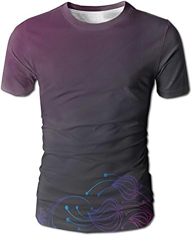 Edgar John Rainbow Colored Image With Dark Black Purple Ombre Backdrop Flower Like Swirls Art Men's Short Sleeve Tshirt XL