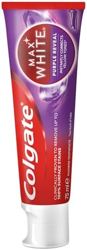 Max White Purple Reveal Zahnpasta, Packung mit 12 x 75 ml, Zahnaufhellung mit optischer Farbkorrektur-Technologie, korrigiert sofort Gelbtöne