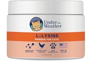 Under the Weather Pet L-lysine Powder Cat Supplement | Natural Vet Formulated Lysine Powders for Cats and Kittens | Promotes Balance Healthy Immune Support and Boost Overall Health Response (2.54 Oz)