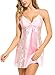 Avidlove Women's Satin Nightgown Lace Sleepwear Chemises Long Slip Pink S