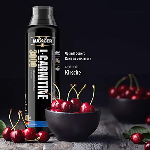 Maxler Veganes L-Carnitine 3000 Liquid - Hochdosiertes Diätetisches Getränk beliebt in Fettverbrennung-Diät, Definitionsphase - 3000mg von L-Carnitin pro Portion - Kirsche - 500ml – Bild 3