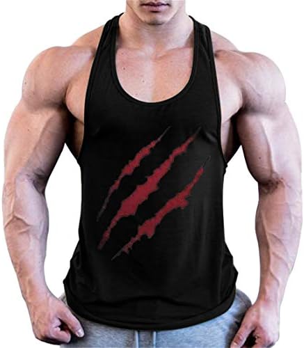 Men's Print Muscle Gym Fitness Y Back Stringer Tank Tops Bodybuilding Workout Sleeveless Vest M-XXL