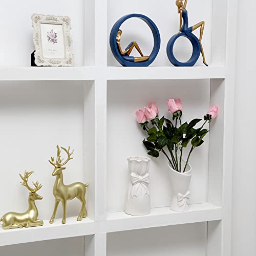 White Ceramic Vase Set of 2, ViViTOP Small White Vase in Bulk for Flower, Boho Vase Centerpiece for Table, Mini Pampass Grass Decor Unique Vase Fit for Wedding Decorations Room Office Home Decor