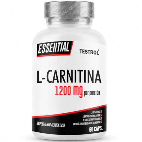 Carnitina Essential 1200mg por porción, L Carnitina Tartatro libre de Estimulantes para Hombre y Mujer, Calidad Premium | TSN Testrol L-Carnitina Essential 60 Cápsulas.