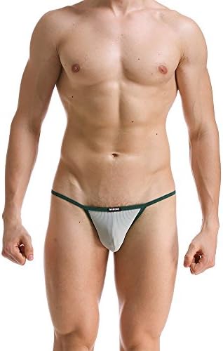 DLSUNDI Sexy Mens Underwear Elastic Chinlon String High Cut Tanga Bikini Breifs (M, Deep Grey)