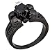 Rongxing Womens Mens Black Sapphire Six Claws And Four Skulls Black Ring Wedding Size 6-10
