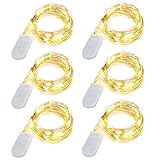 FRIEET Starry String Lights, 6 Pack Fairy Lights Battery Operated, 7.2ft 20LED Christmas Lights Silver Coated Copper Wire Lights Firefly Lights Moon Lights for Party Christmas Decorations(Warm White)