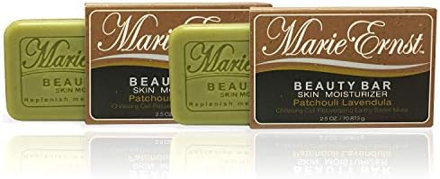 Marie Ernst 2-Pack, 4 Half Bar Soaps That Combine into 2 Full Patchouli Lavender Bars, Shea Butter, Olive Oil, Aromatic Lavender Scent, Vegan Bath Soap for Men and Women