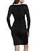 ANGVNS Women Long Sleeve Ruched V-neck Pencil Sexy Dress Bodycon Solid Slim Party Banquet Dress
