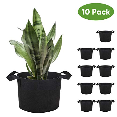 Brajttt 10 Gallon Grow Bags Set, Aeration Fabric Pots with Handles,Black Plant Bags,Durable Garden Grow Pots,Fabric Containers with Strap Handles 10 Pack