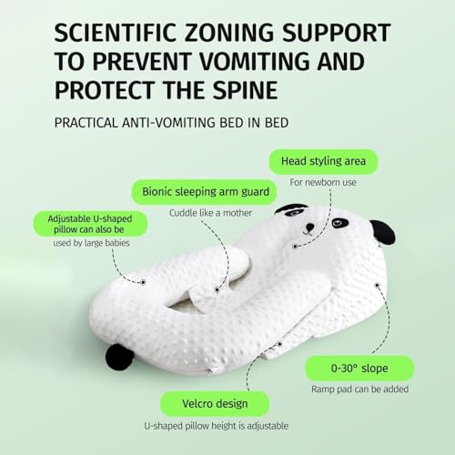 Nursing Pillow for Baby Feeding & Sleep - Soft Comfort Design with Removable Washable Cover, Gentle Incline to Ease Discomfort, Cozy Lounger for Infants, Newborn Essentials Gift Set (White)