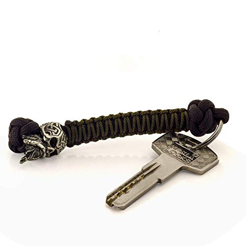 Handmade Paracord Lanyard Keychain - Celtic Skull - Custom EDC Lanyards for Knife - Unique Paracord Keychains for Men