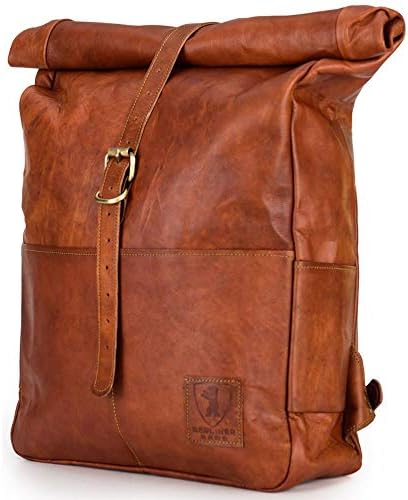 Berliner Bags レザーバックパック パリ Xl ロールトップ リュックサック バッグ メンズ レディース ヴィンテージブラウン