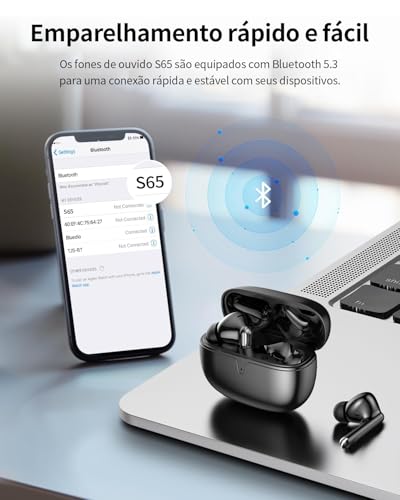 Fones de Ouvido Bluetooth 5.3 Fones de Ouvido Sem Fio 42 Horas de Reprodução Fones de Ouvido Esportivos com IPX5 à Prova d'Água Fones de Ouvido de Graves Profundos para iOS Android, Preto