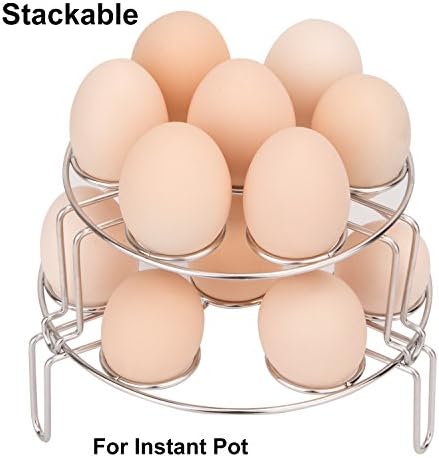 Egg Steamer Rack for Instant Pot Accessories (Fit for 5, 6, 8 qt), 2 Pack Stainless Steel Egg Steamer Rack Trivet, Stackable Instant Pot Pressure Cooker Accessories
